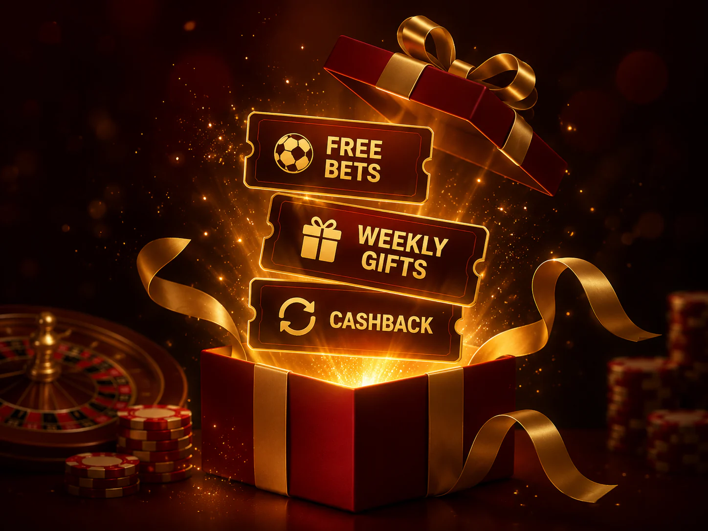Rewards and gifts scene with elegant premium glow.