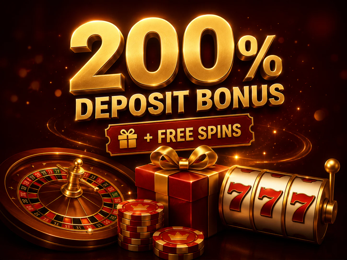 Welcome offer artwork with premium gift energy and gold glow.
